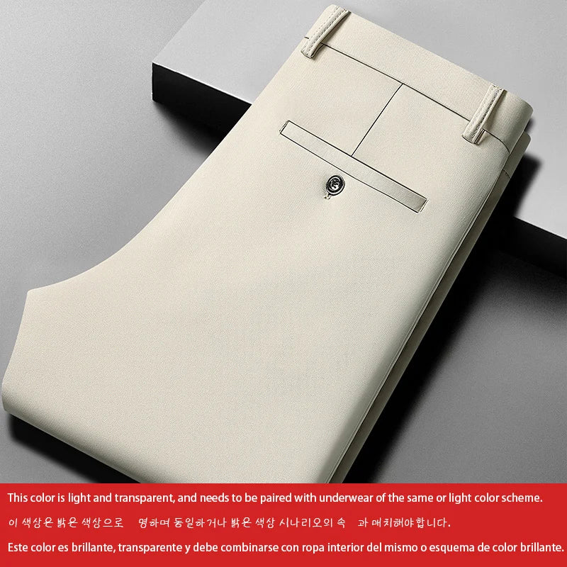 Men's Pants Thin Straight Stretch Casual Pants with Ironing