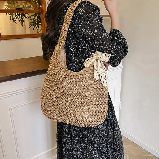 Summer Beach Fashion Rattan Women Shoulder Bags Large Capacity