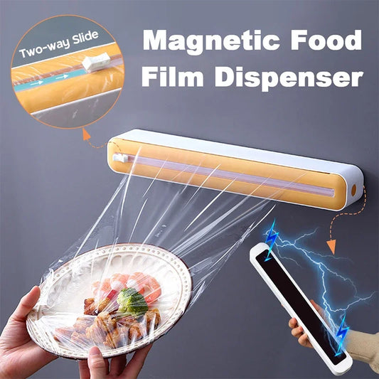 Magnetic Plastic Wrap Dispenser with Cutter Storage Box