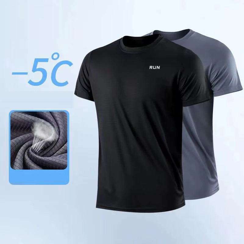 Men's Quick Dry Short Sleeve Gym Running Neck T-Shirt