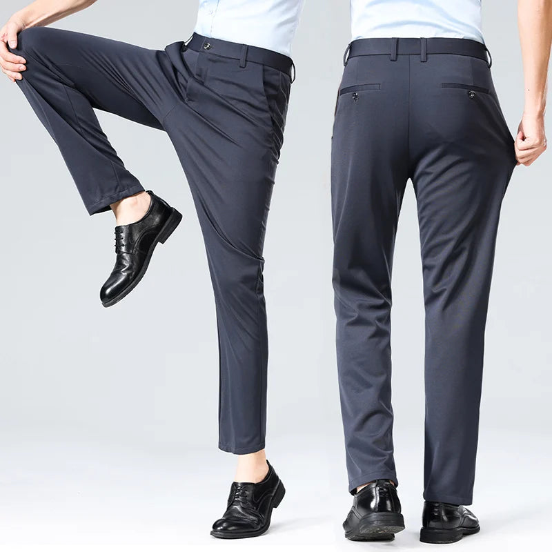 Men's Pants Thin Straight Stretch Casual Pants with Ironing