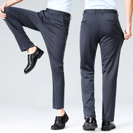 Men's Pants Thin Straight Stretch Casual Pants with Ironing