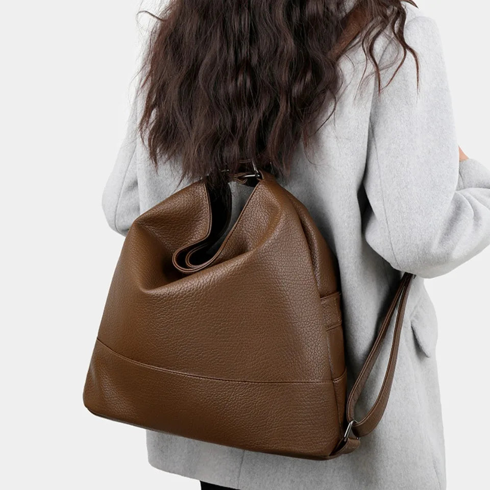 Top Quality Leather Backpack for Women with Large Capacity