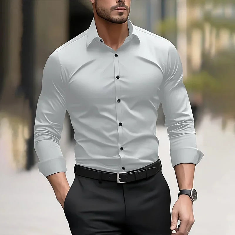 Men's formal solid color Long sleeved