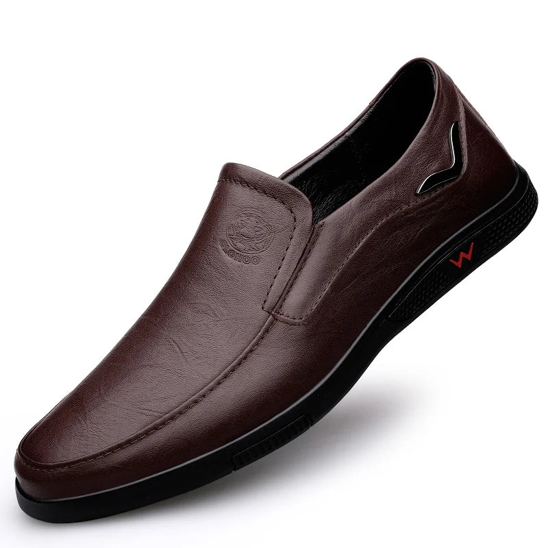 Men's Business Casual Shoes Handmade Layered Cowhide Rubber Bottom Leather Footwear for Office
