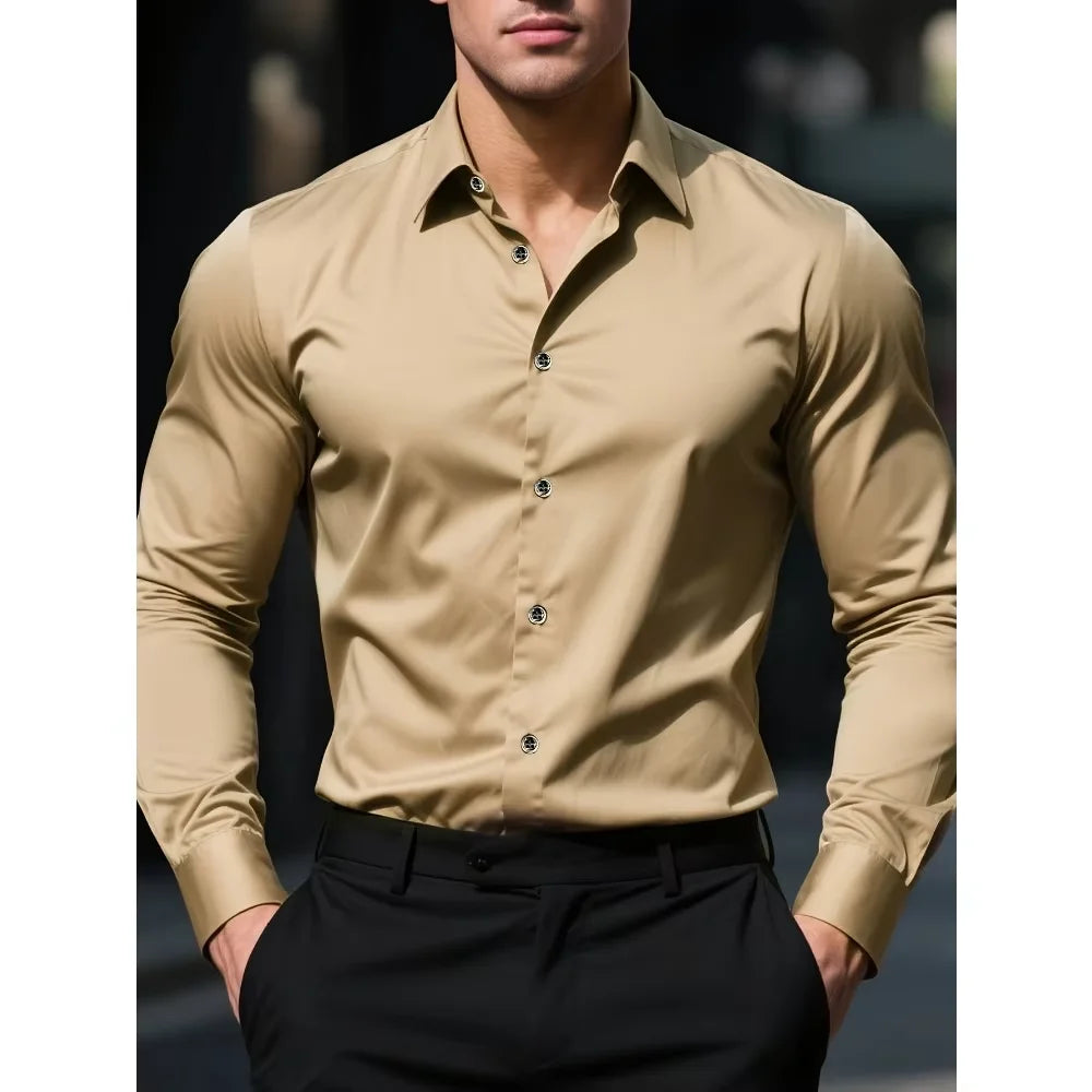 Brand New Solid Color Long Sleeve Smart Casual