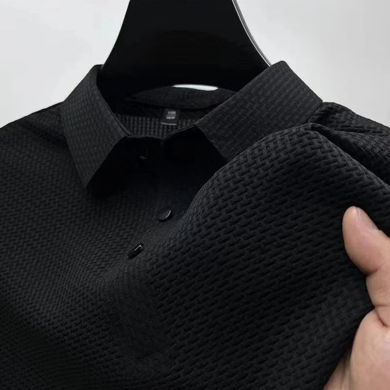 Men's Bone Flower Solid Color Polo Shirt Versatile Top