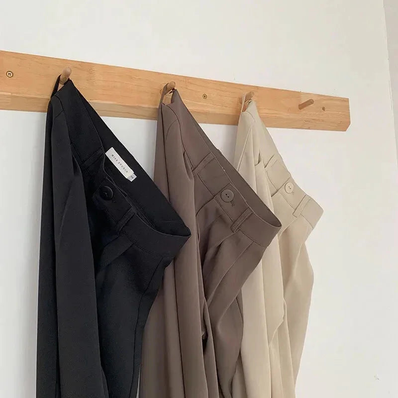 High Waist Women Suit Pants Fall Straight Office Ladies 2026