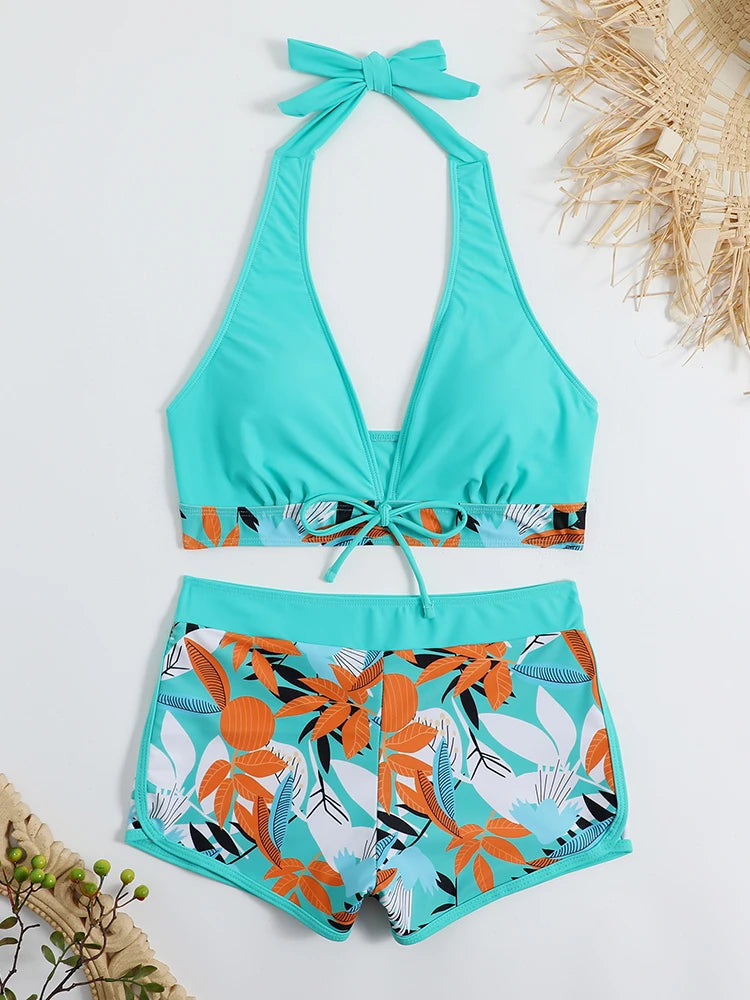 2026 Halter Bikini Set Short Swimsuit for Women