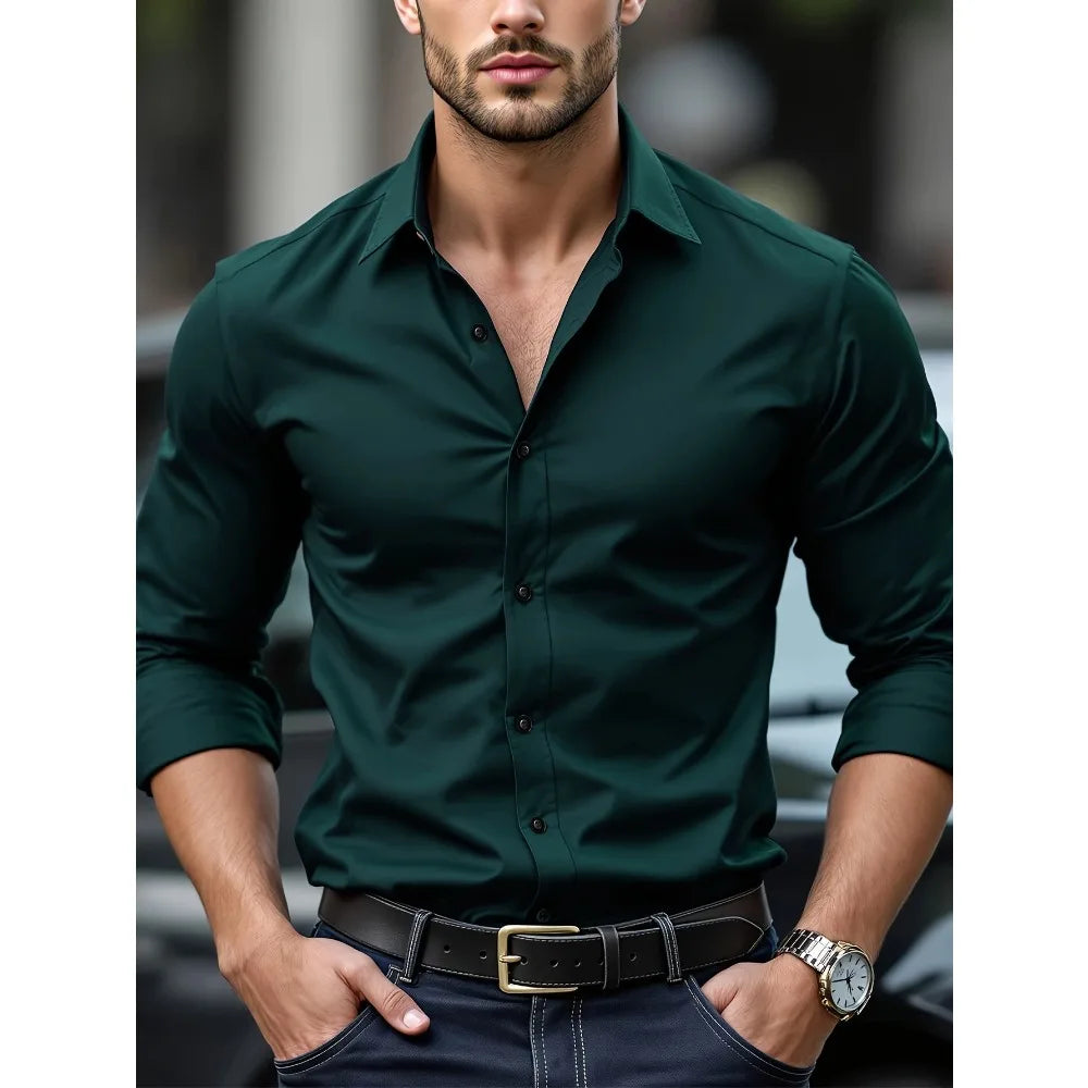 Brand New Solid Color Long Sleeve Smart Casual