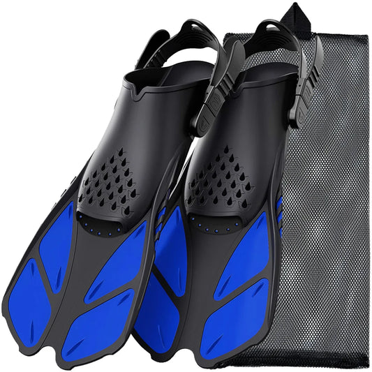 Snorkel Fins Adjustable Buckles Swimming Flippers Short Silicone for Adult