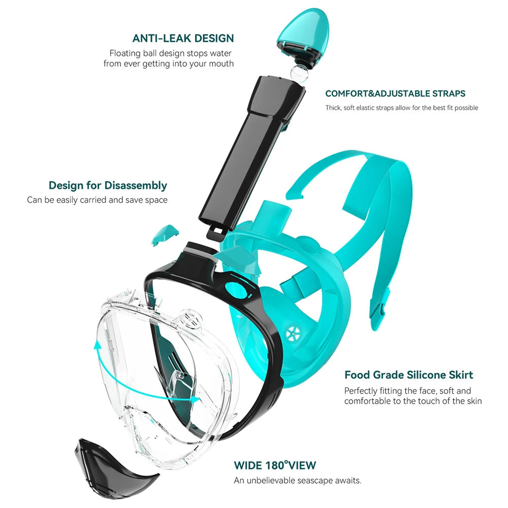 Full Face Snorkel Mask Silicone Diving Mask For Adults
