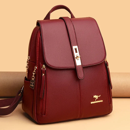 Large Capacity Backpack High Quality Leather Vintage Bags for Women