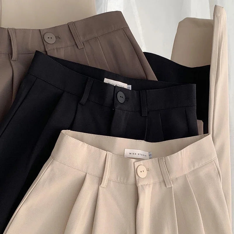High Waist Women Suit Pants Fall Straight Office Ladies 2026