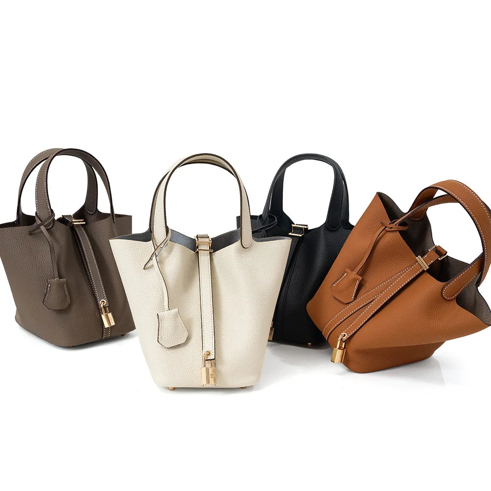 2026 New luxury Genuine Leather Barrel Bag for Women Togo Top