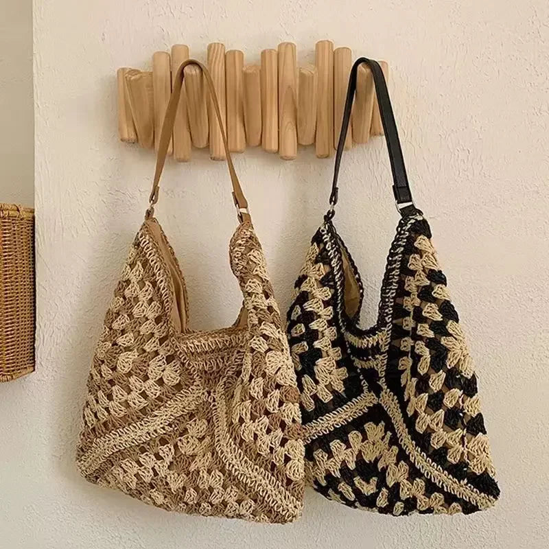 Popular Women's Woven Straw Shoulder Bag Medium Size