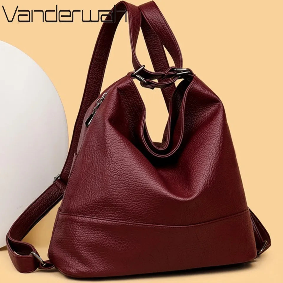 Top Quality Leather Backpack for Women with Large Capacity