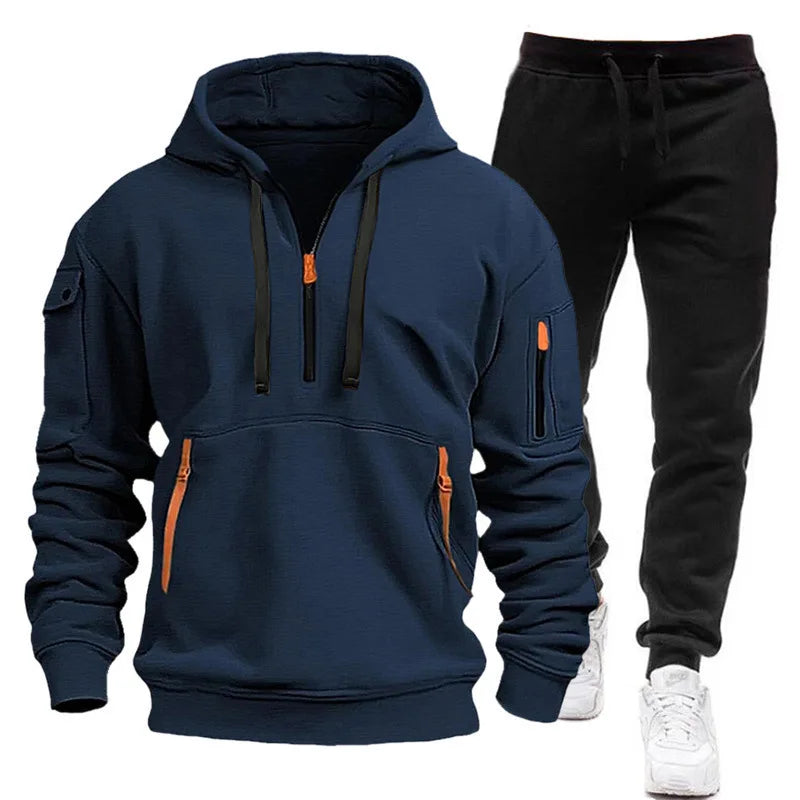 Sweatshirt set for outdoor sports and fitness trend hooded