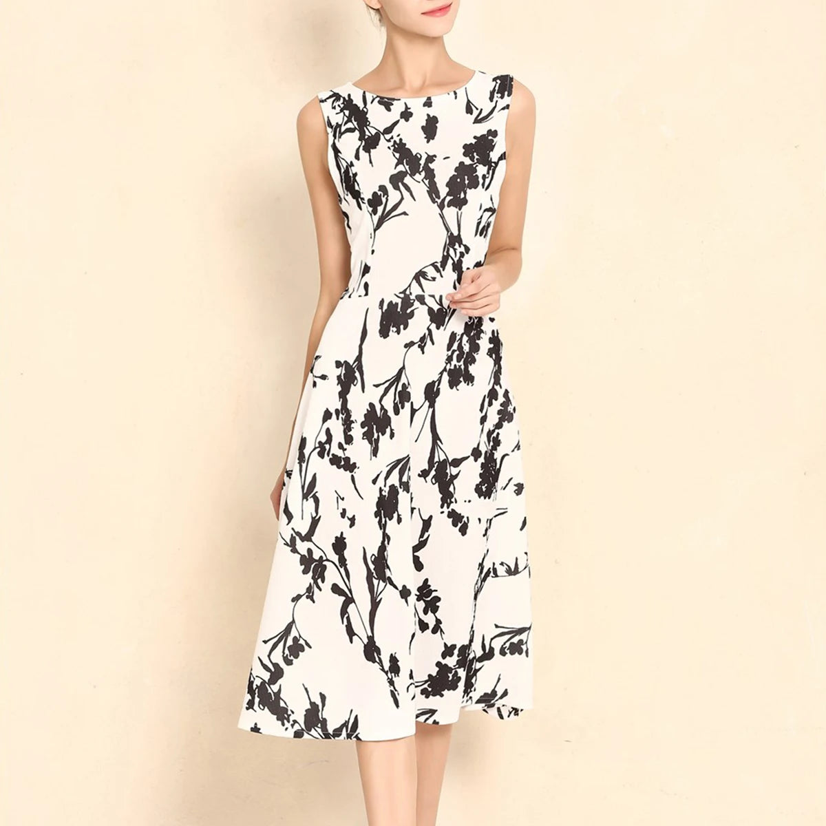 Summer Women Dress Clothing Floral Print Robe Retro Swing