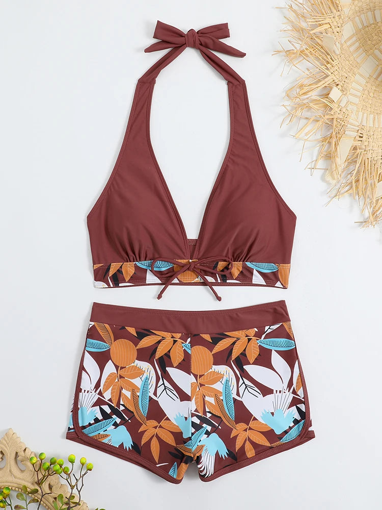 2026 Halter Bikini Set Short Swimsuit for Women
