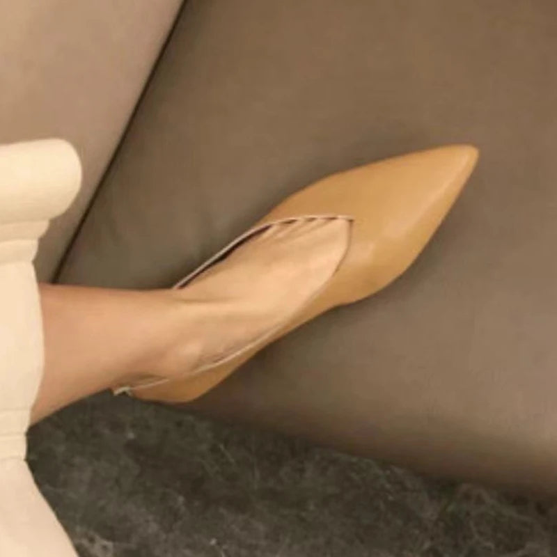 emale Shoes 2026 Pointed toe Genuine Leather Flat Shoes