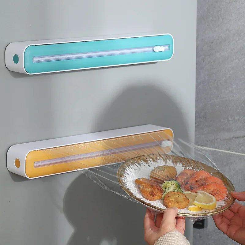 Magnetic Plastic Wrap Dispenser with Cutter Storage Box