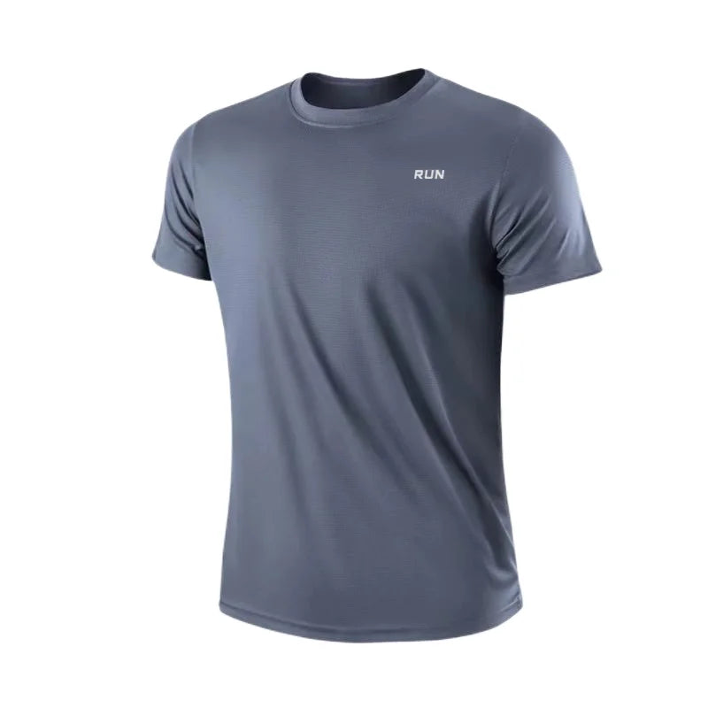 Men's Quick Dry Short Sleeve Gym Running Neck T-Shirt