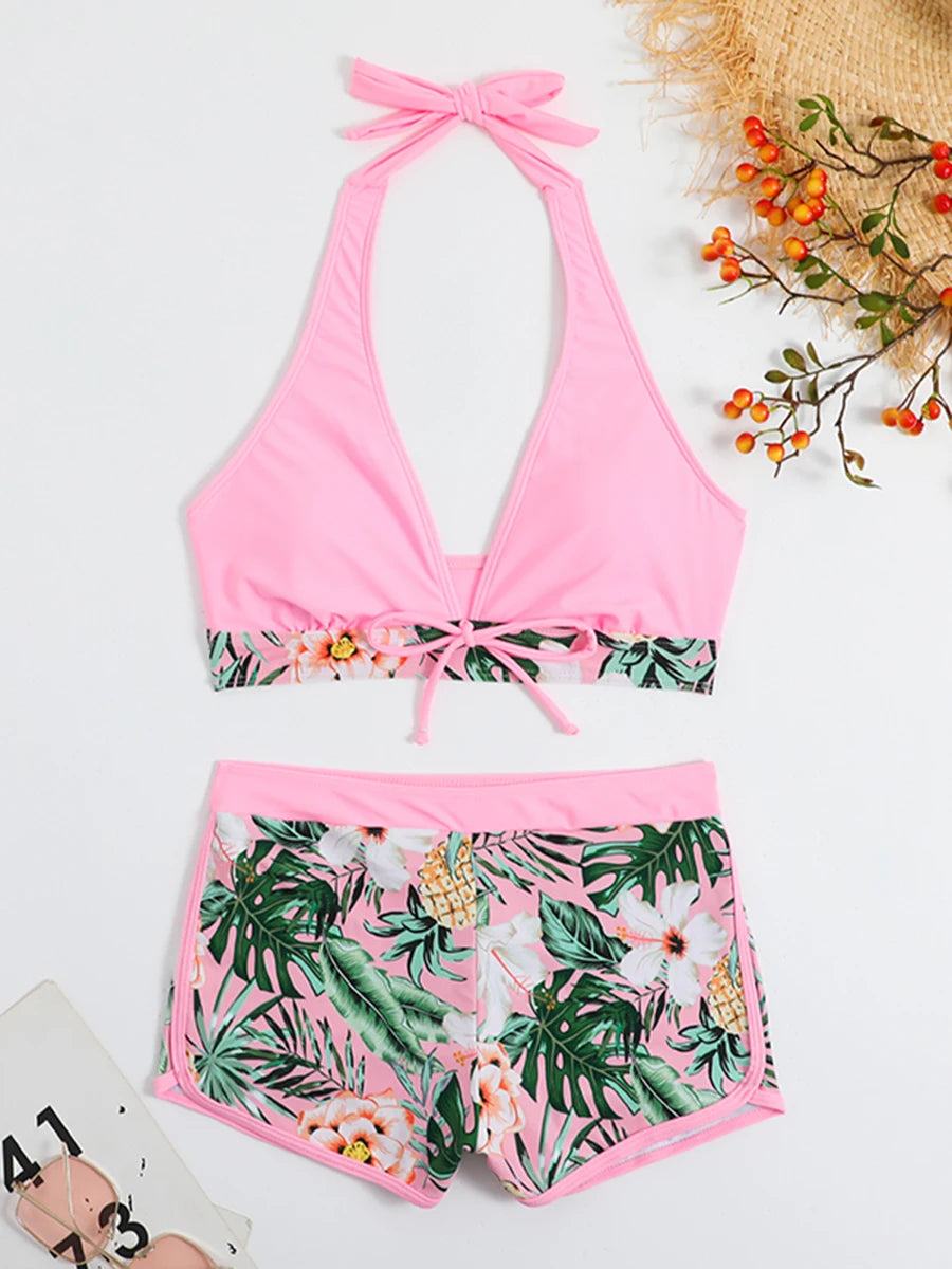2026 Halter Bikini Set Short Swimsuit for Women