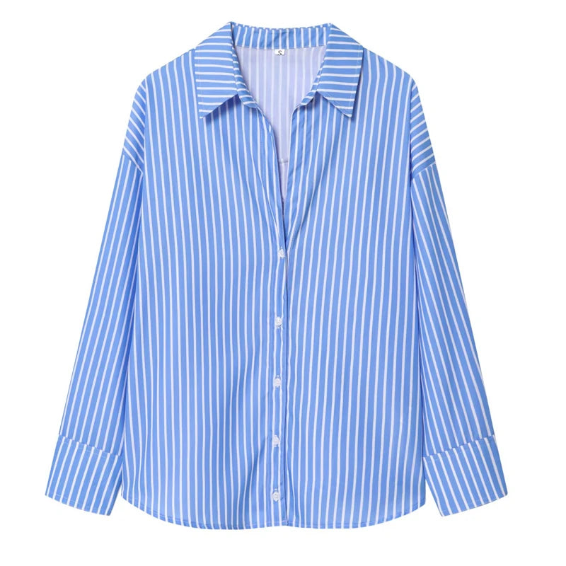 Woman Blouses Long Stripe Shirts