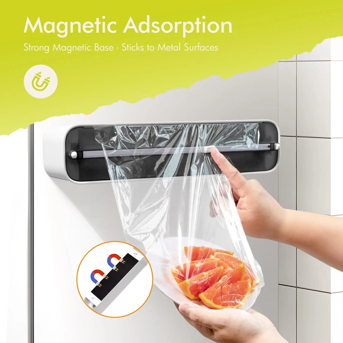 MAgnetic Aluminum Foil & Plastic Wrap Dispenser with Cutter - Magnetic