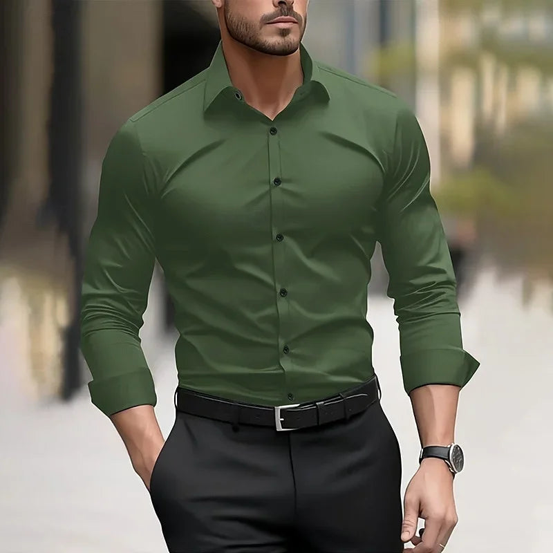 Men's formal solid color Long sleeved