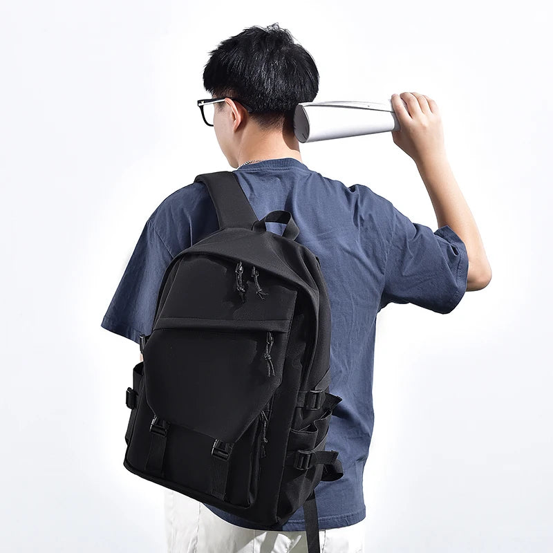 Simple luxury solid high quality backpack  for men