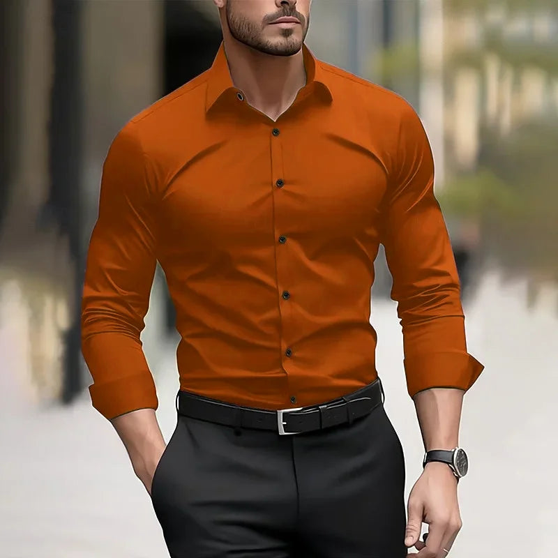Men's formal solid color Long sleeved