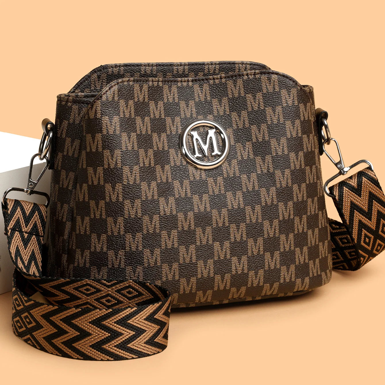 Synthetic Faux Leather Shoulder Bag For Women