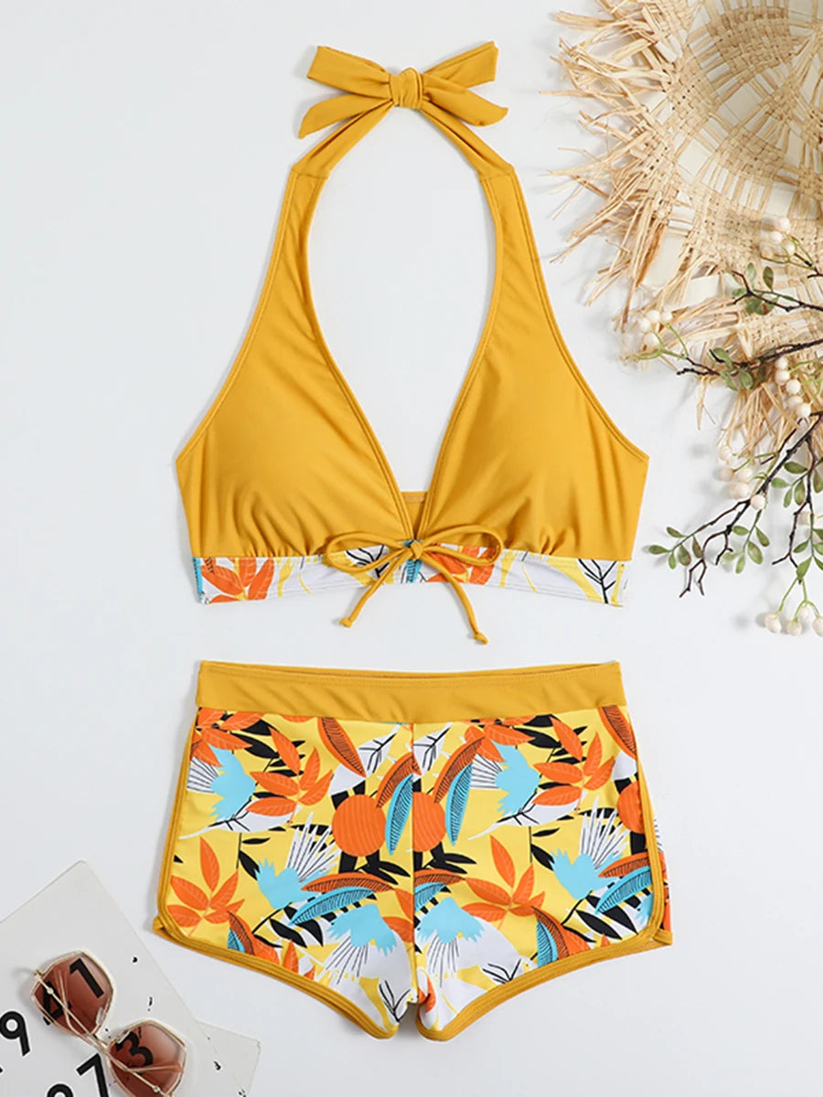 2026 Halter Bikini Set Short Swimsuit for Women
