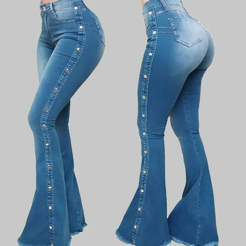 Jeans High Waist Strecth Denim Flare Pants for Women