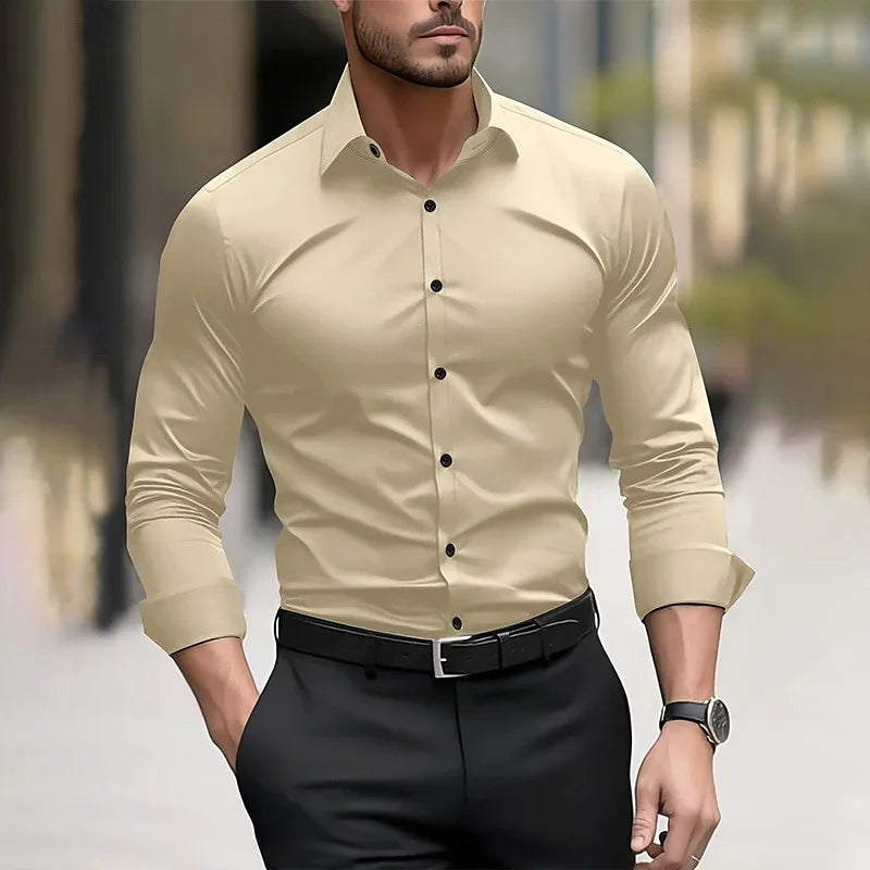 Men's formal solid color Long sleeved