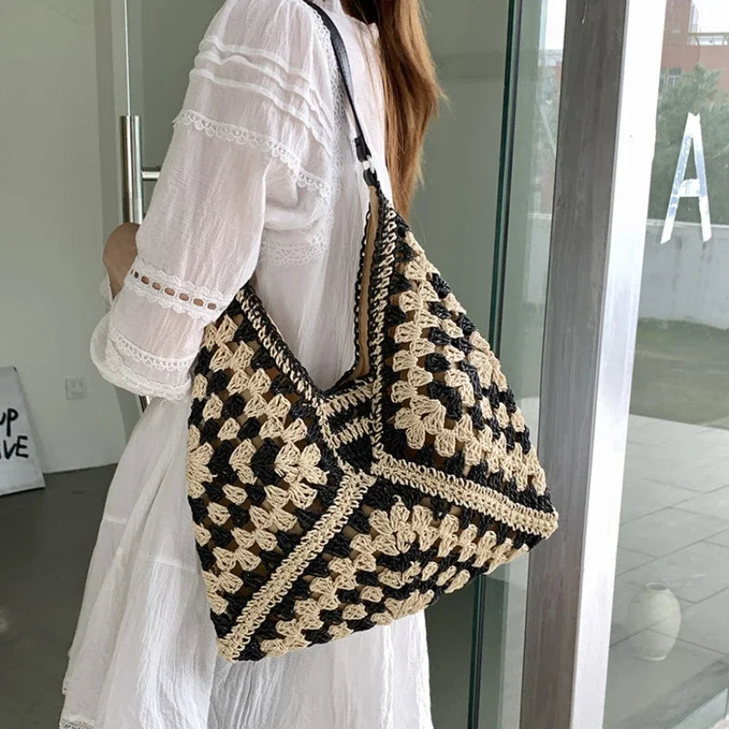 Popular Women's Woven Straw Shoulder Bag Medium Size