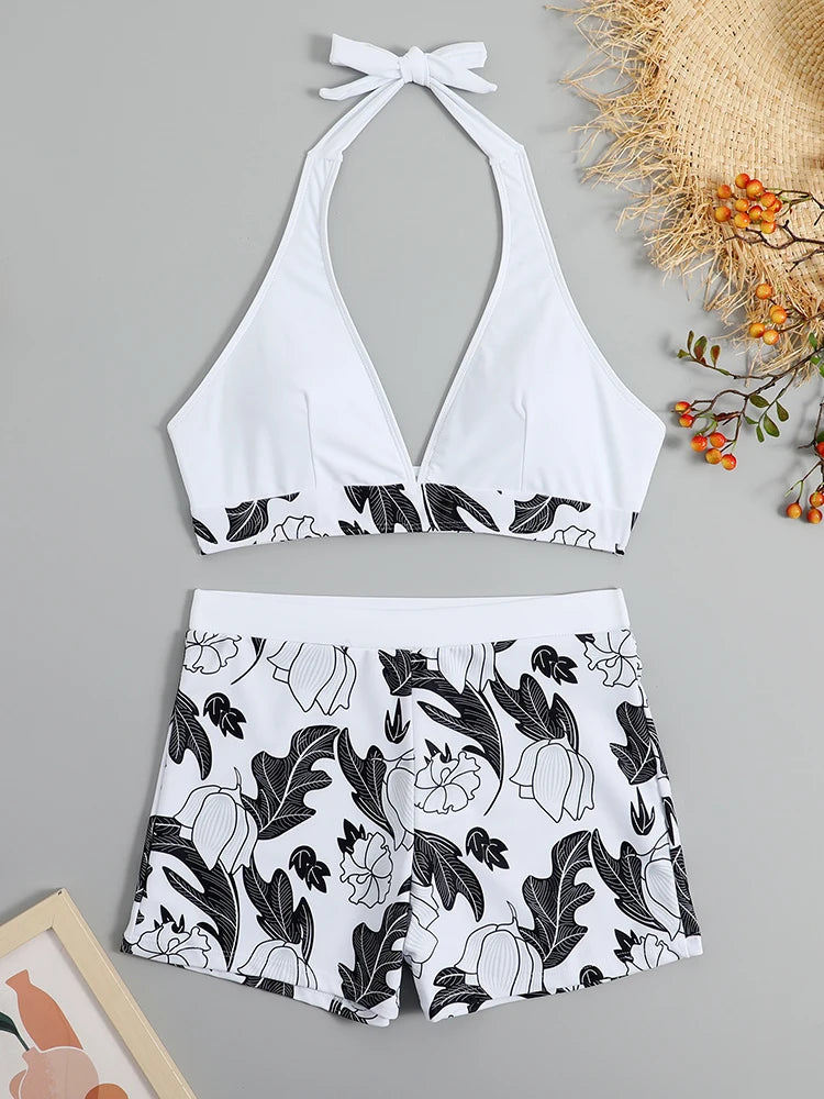 2026 Halter Bikini Set Short Swimsuit for Women
