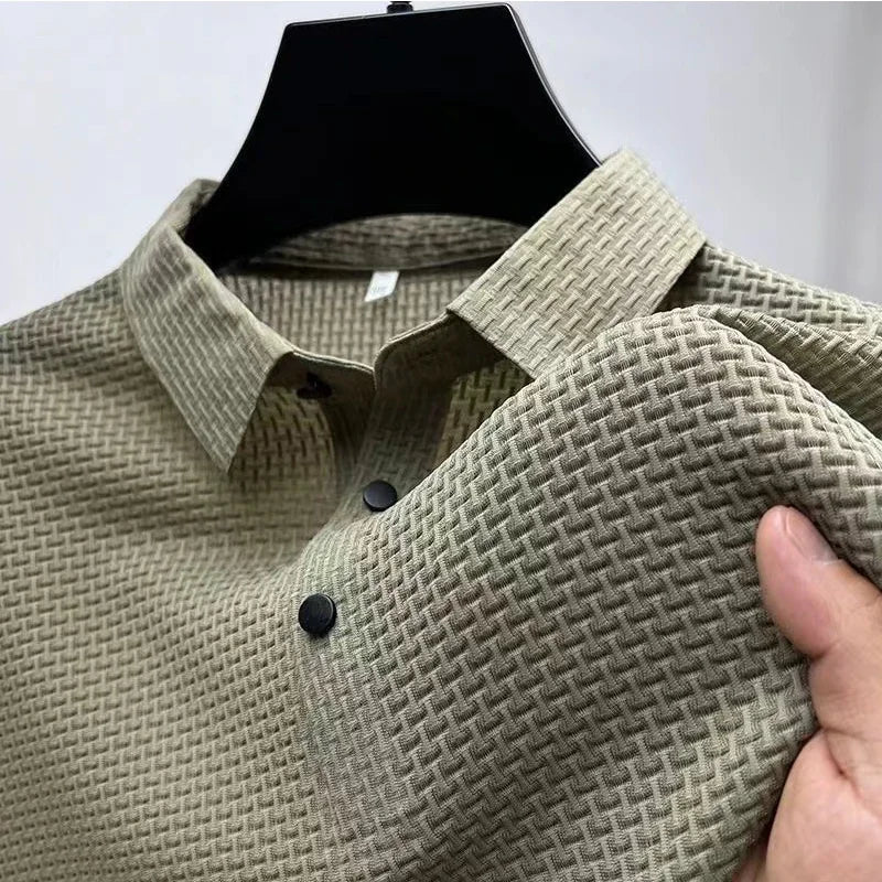 Men's Bone Flower Solid Color Polo Shirt Versatile Top