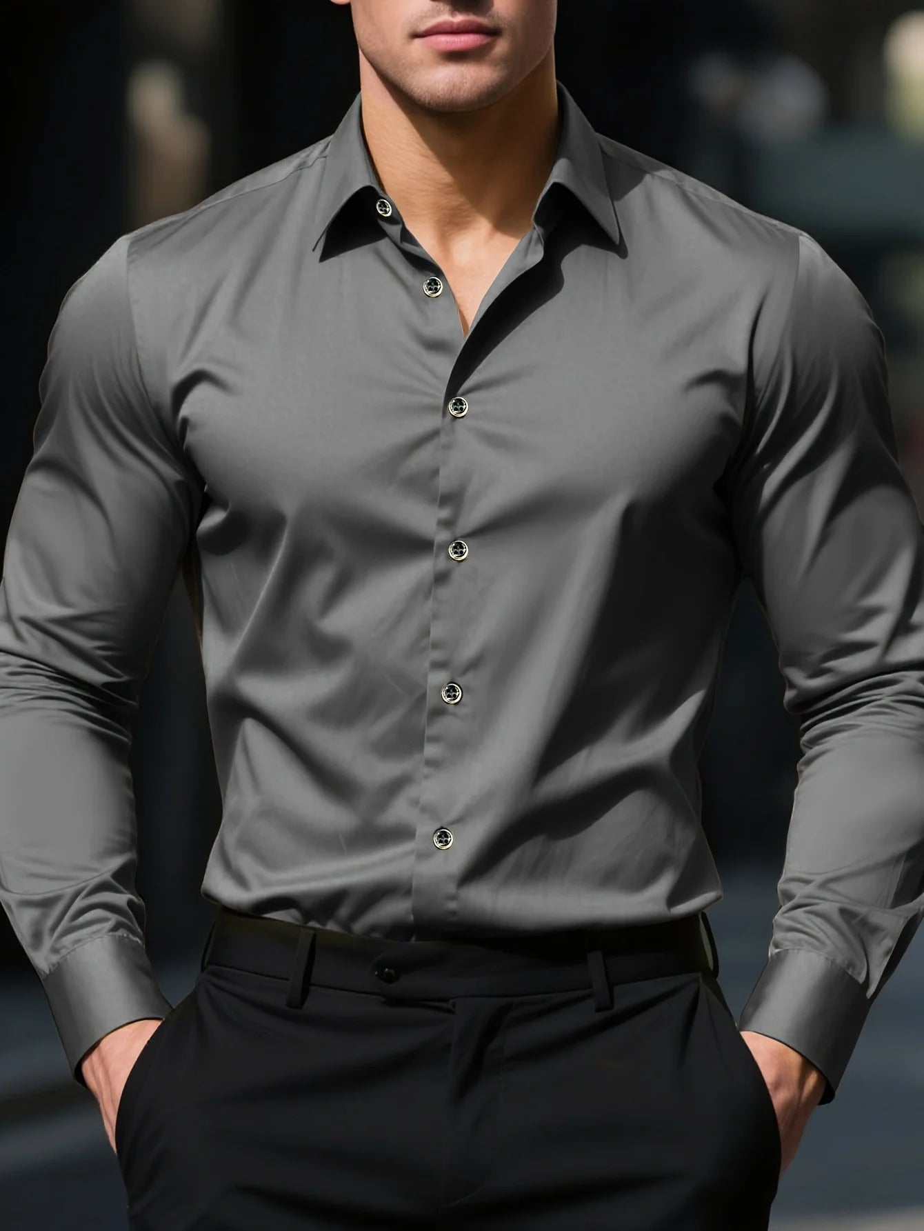 Brand New Solid Color Long Sleeve Smart Casual