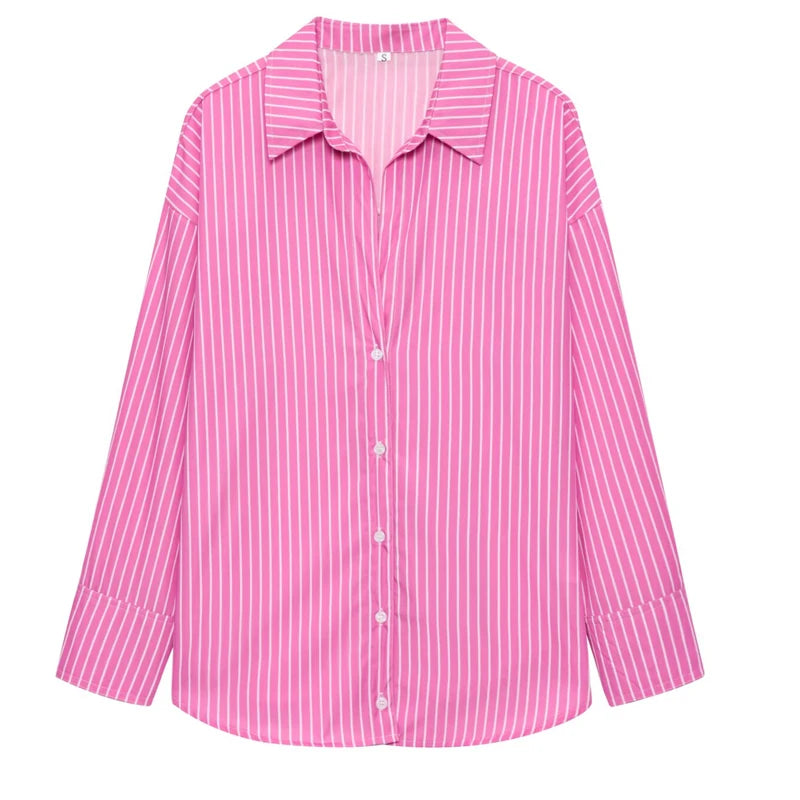 Woman Blouses Long Stripe Shirts