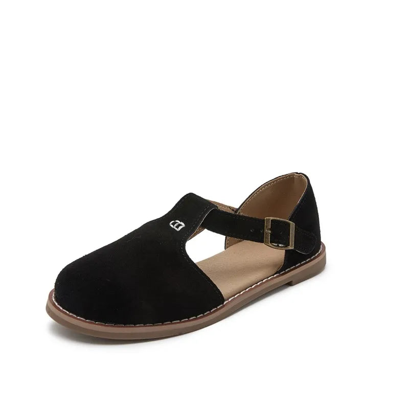 Flat-soled retro frosted genuine leather women's sandals 2026