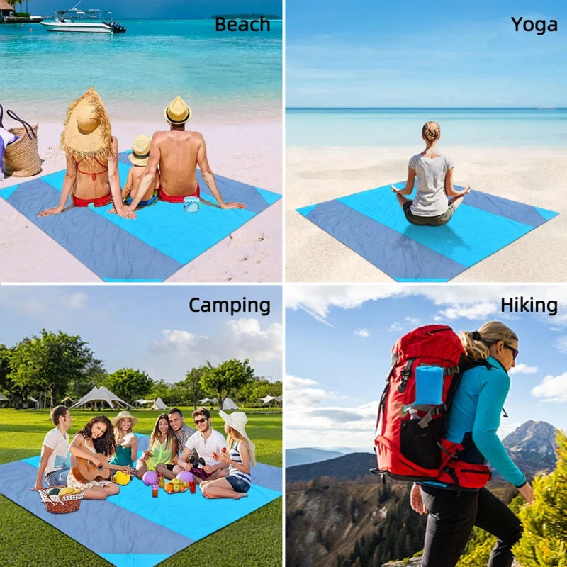 2x2.1m Waterproof Pocket Beach Blanket Folding for Outdoor activity
