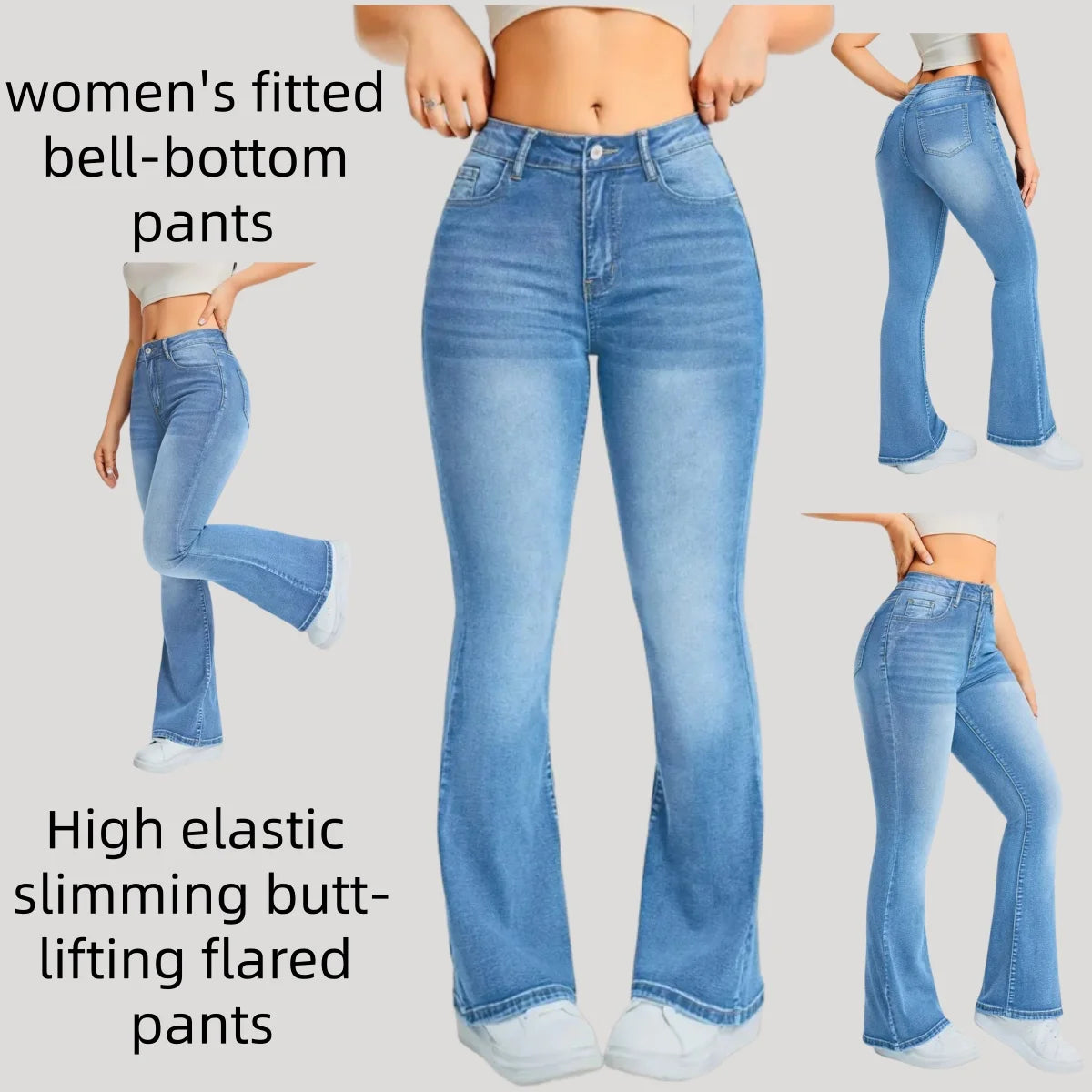 Womens Pants Casual Streetwear High Waist Denim