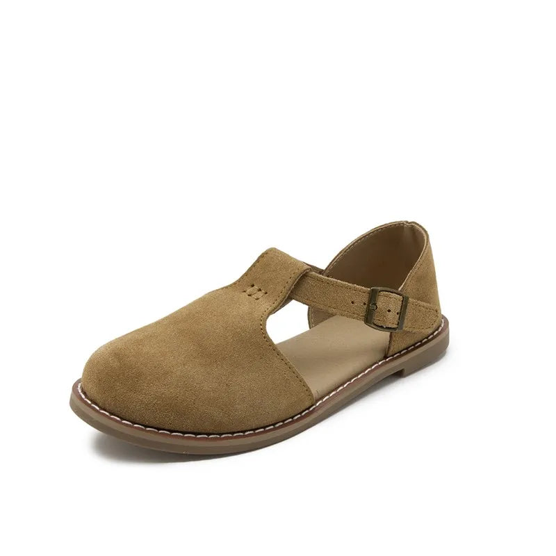 Flat-soled retro frosted genuine leather women's sandals 2026
