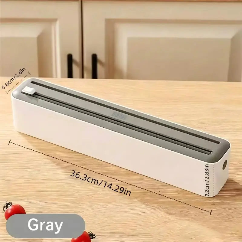 Large Size Plastic Wrap Dispenser with Cutter, Dual Slide Cutting Multifunctional Foil & Parchment Paper Cutter