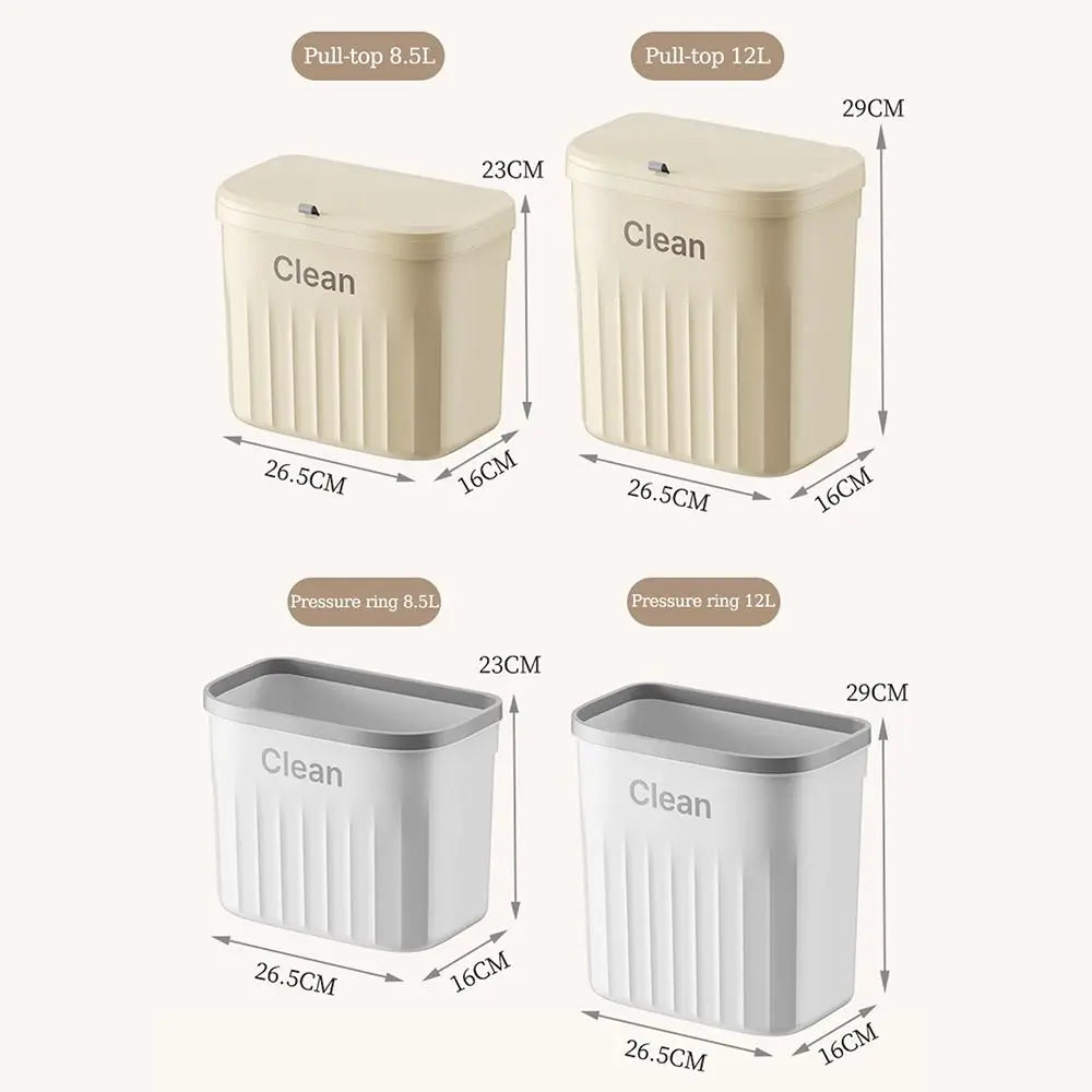 Durable Trash Can Wall Mounted Hanging With Lid Kitchen Bin