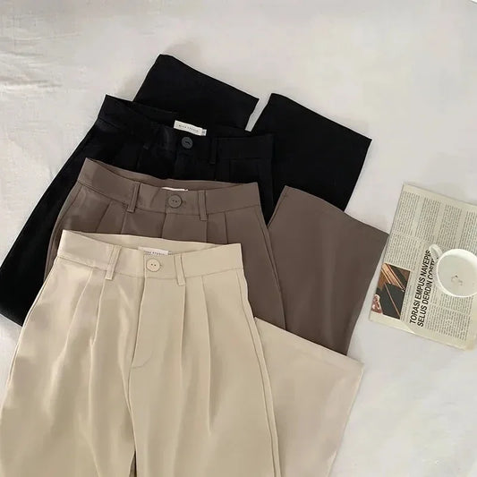High Waist Women Suit Pants Fall Straight Office Ladies 2026