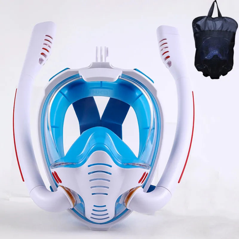 high Quality Snorkeling Mask Double Tube Silicone Full Dry Diving Mask for Adult